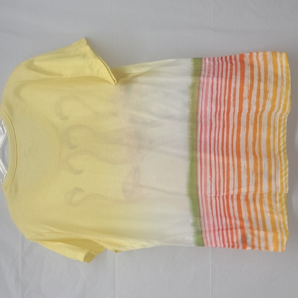 Beaded Flamingo T-shirt Short Sleeve Scoop Neck Yellow Pink Collectors Item - Picture 4 of 6